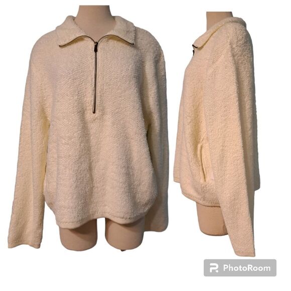 Teeberry & Weave Golly Sherpa Fur Quarter Zip Pullover Off White XXL NWT - Picture 5 of 15
